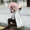 Jaquetas de inverno femininas Long Coat Warm Silver Color Style Jaqueta feminina Wide Peh Collar 2019 Ladies Parka Abrigos Mujer Invierno T200114