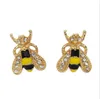 Antique Crystal Insect Bee Stud Gold Plated Cute Colored Glaze Rhinestone Earrings Studs for Women Girls Party Ear Jewelry Korean Style