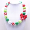 Neue Weihnachten Baby Kind Klobige Halskette Hübsche Rote Schleife Mädchen Kinder Kaugummi Klobige Perlenkette Kinder Schmuck