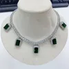 Hot Mode Mannen Vrouwen Ketting Zilveren Kleur Bling CZ Rood Groen Rubijn met CZ Tennis Ketting Ketting Voor Mannen Vrouwen Mooi Gift