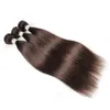 Paquetes de cabello humano recto indio con cierre # 2 # 4 Marrón chocolate 3 o 4 paquetes con cierre de encaje Extensiones de cabello humano Remy