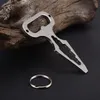 EDC zelfverdediging Spiked Defense Keychain Outdoor Multifunctionele Gecombineerde Moersleutel Sleutelhanger Roestvrijstalen Flessenopener Camping Tool