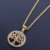 14k Gold Plated Iced Out Tree of Life Pendant Necklace Micro Pave Cubic Zirconia Diamonds Rapper Singer Accessories2811845