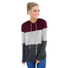 Women Patchwork Hoodies Tops Long Sleeve Drawstring Hooded Pullover Sweatshirt outwear Lady coat Autumn Winter hoodie LJJA3106