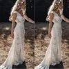 2024 Vintage Berta Full Lace Mermaid Wedding Dresses Brudklänningar V Neck Cap Hylsa Bohemian Beach Garden Custom Made Vestido de Novia Estido Estido Estido