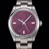 Ny 114300 Miyota 8215 Automatisk herrklocka stålfodral Purple Dial Rostfritt stålarmband Sapphire Watches 39mm 4 Color TimeZone291B