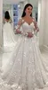 Nouvelle robe de bal robes de mariée col en V à manches longues Tulle dentelle appliques robes de mariée balayage Train robe de mari￩e