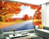 HD Dekoratif Güzel Duvar kağıdı Boyama Klasik 3d duvar kağıdı Fantezi Sonbahar Manzara Akçaağaç Ormanı Kırsal Manzara Arkaplan Duvar