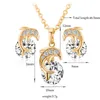 Gold Plated Necklace Earrings Jewelry Set Fashion Dolphin Pendant Charms Cubic Zircon Zirconia Diamond Stud Earring Set for Women Girls Lady