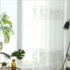 Sheer Curtains Blue grey white grid screen curtain customization Embroidered window Treatments