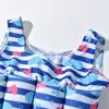 Kids Girls Swimwears Printed Floating Swimsuits Boy Swimming Training Suit Kids Beach Diving Clothes Striped Dot Whale 3 Designs DHW3232