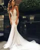 Incrível Outdoor Mermaid Wedding Dresses Lace Sexy profundo decote em V vestidos de novia Backless Boho Country Beach vestidos de noiva