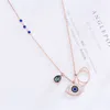 Blå Evil Eye Pendant Halsband Rose Guld Turkiet Kvinnor Titaniun Stål Smycken För Girls Fashion Rhinestone Choker Halsband med länkkedja