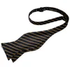 Hi-Tie Bow Tie Set Luxury Black Gold Striped Silk Self Bow Tie pour hommes Drop LH-0093290O