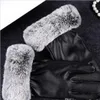 ファッション - セールウーマンアウトドアスポーツデザイナーファーレザー5フィンガー手袋ソリッドカラー冬冬暖かいリアルレザーグローブ