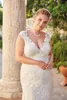 Plus Size Abiti da sposa a sirena Applique in pizzo Scollo a V Sweep Train Abito da sposa Abiti da sposa abiti da sposa sirena robes de mari￩e