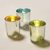 Starry Night Tea Light Holder Mercurio Vetro Candela Votiva Cup Speckled Natale Oro Rosso Argento Decorazione della festa nuziale