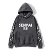 Novo Inverno Anime Senpai Design Imprimir Lã Men's Hoodies Moletons Homens Mulheres Streetwear Engraçado Negro Homem Hoody Inverno Roupas