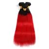 페루 인간의 머리카락 연장 1B/27 1B/99J 1B/블루 1B/빨간색 1B/30 Ombre Double Color Four Bundles Straight 100% Human Virgin Hair Products