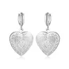 Hot sales Peach heart Phase box Earrings open Can put photo Earrings Golden silvery woman Madam Fashion accessories