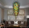 Lámparas colgantes de cristal soplado coloridas de tamaño largo y grande para vestíbulo de Hotel, gran oferta decorativa, lámparas colgantes de ahorro de energía