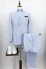 Mens Lazer Wedding Tuxedos partido do negócio da listra Prom Abotoamento Groom Wear Men Blazer Custom Made 3 Pieces (Jacket + Vest + calça)