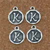 100 pièces Antique argent "K" Alphabet initiale alliage breloques pendentifs pour la fabrication de bijoux Bracelet collier bricolage accessoires 14.8x28.2MM A-395