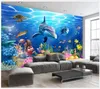 Personalizado 3D Foto Silk Mural Papel De Parede decoração de Interiores 3D subaquática subaquática aquário do mundo tropical peixe parede de fundo TV