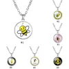 Lovely Cartoon Bee Kids Halsband Söt Animal Glass Cabochon Round Pendant Silver Kedjor för Boys Girls Barn Mode Smycken