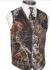 Camo Mens Wedding Vests Outerwear Groom Vest Camouflage Slim Fit Mens Vests(Vest+Tie)