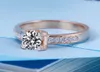 Trasporto di goccia Moissanite Diamond Engagement Ring Belle rosa 18 carati Anelli Solid Gold per le donne AU750 timbrato all'ingrosso