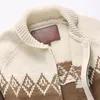 Muls Luksusowy płaszcz z wełny Mężczyźni Cardigans Diamond Argyle Winter Zagęścić Heavy Knit Cardigan sweter Kurtka Mężczyźni 80% wełna 20% akryl