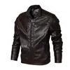 Hommes Vestes Hommes PU Faux Cuir Veste Hiver Mâle Casual Solide Couleur Mince Coupe-Vent Survêtement Vintage Manteaux