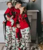 最新のクリスマスパジャマ家族の外観エルククリスマスツリープリントトップスパンスーツホームパジャマをセット家族服セットマッチング服
