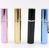 500pcs 7ml parfymflaska Aluminiumrör Ljusa flaskor Atomizer Spray Travel Glass Refillerbar flaska 4 Färger Svart Blå Rose Gold