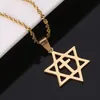 Rostfritt stål Män Stjärnor av David Pendant Halsband Trendiga Kors Megan David Jewish Hexagram Halsband Kedja Smycken