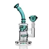 8,2 inch lange buis waterpijp glazen waterpijp 2 kamer recycler perc olie dab rigs Slitted drum percolator water toro pijp