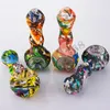 Silicone Water Transfer Printing Smoke Hand Pipe + Glass Bowl Stainless Steel Dabber Spoon Pipes Color Dab Rig Bongs