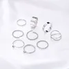 Bohemian Retro Lady Crystal Joint Finger Nail Set 9 Piece Ring Punk Ring Gift