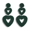 Wholesale- fashion luxury designer exaggerated bohemia hand beaded cute sweet heart pendant stud earrings for woman