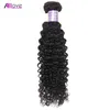 Allove Kinky Curly Human Hair Bundes With Lace Closure Peruvian Virgin Wefts Body Waves Brasilianska Indiska Extensions Lossa Deep For Women All Ages Jet Black 8-28 tum
