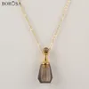 Borosa 3 stks 26 inch Gild Amethists Natuursteen Perfume Fles Ketting Etherische Olie Diffuser Rose Quartzs Necklace WX1223-N