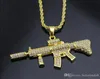 18-каратное позолоченное ожерелье-подвеска Rapper M4 с пистолетом, 75 см, золотого цвета, HIPHOP New York Men039s, ожерелья с подвеской 2017 Jul2216315