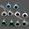10Pairs Natural Crystal Quartz Obsidian Semi-precious Stone Ox Horn Charm Jewelry Earrings Amethyst Crescent Dangle Earrings 12 Color Choice