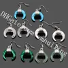 10 Pares Cristal Natural Cuarzo Obsidiana Piedra semipreciosa Cuerno de buey Charm Joyas Pendientes Amatista Creciente Media Pendientes 12 Elección del color