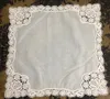 Hemtextilier Belgien stil uppsättning av 12 bomull damer näsduk 12'X12 "Broderade virkade spets hankies bröllop brud handkerchiefs