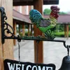 Cast Iron Metal Rooster Barn Bell Hanging Cabin Lodge Shed Gate Fence Porch Welcome Dinner Bell Hand Paint Garden Gift Cock Doorbe247B