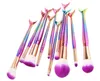 10pcs/1lot Mermaid Makeup Brushes Set Foundation Blending Powder Eyeshadow Contour Concealer Blush Cosmetic Makeup