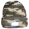 Cálido Invierno Unisex Hombre de 5 luces LED iluminado por la Noche Pesca Caza que acampa Senderismo Clip-On ON-OFF punto Beanie sombrero gorra enrollable de ala