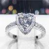 Größe 5-10 Handmade Luxus Schmuck 925 Sterling Silber Herzform Drei Farbe Topas CZ Diamant Edelsteine ​​Frauen Hochzeit Band Ring Für Liebhaber